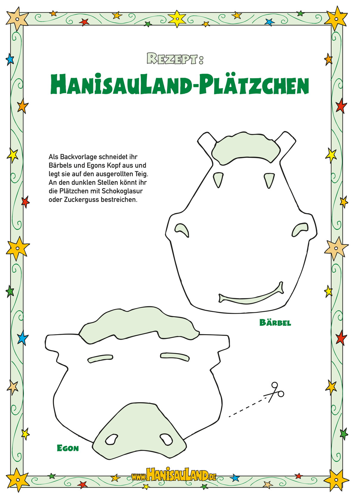 HanisauLand-Backvorlage mit Egon und Bärbel
