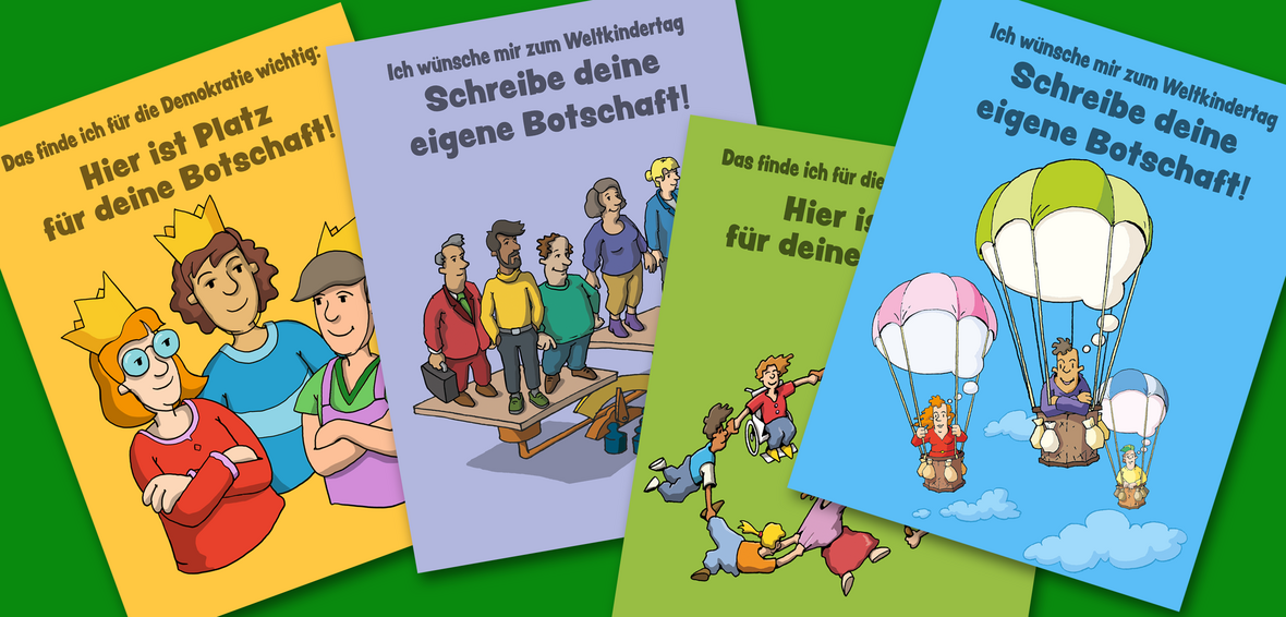 Vier Plakatmotive zum Weltkindertag