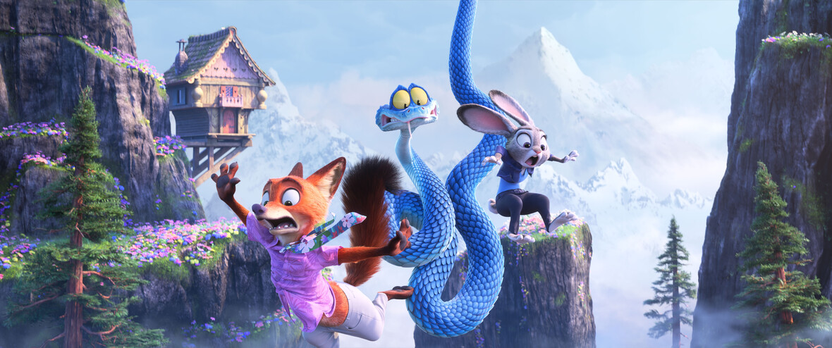 Judy, Nick und Gary De'Snake fliegen durch die Luft.