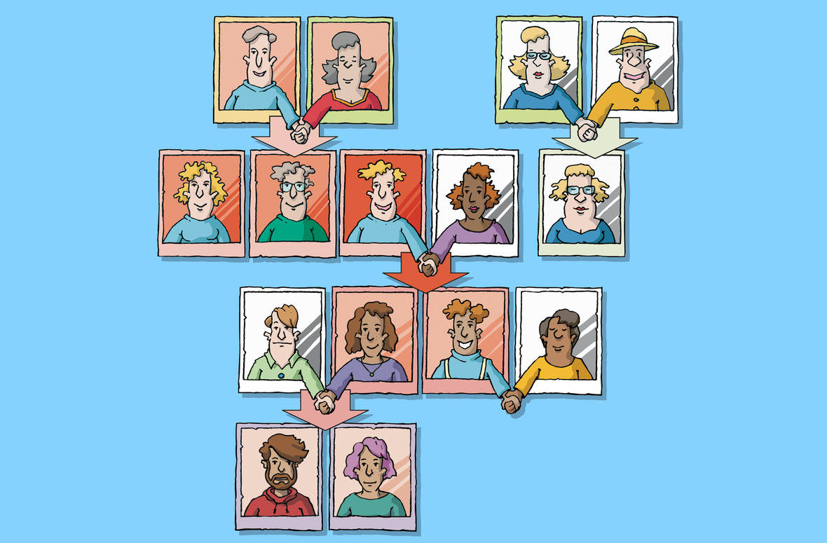 Familie kann ganz unterschiedlich aussehen. Illustration zu Artikel 6 des Grundgesetzes: Familie