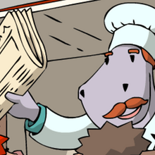 Nilfreid hält eine Zeitung hoch.