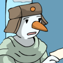 Der Diener von König Speckig mit einem Kärtchen in der Hand.