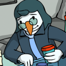 Professorin Pinga holt etwas aus ihrem Equipment.