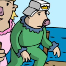 Moritz steigt aus dem Boot auf einen Steg.