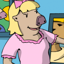 Jutta zeigt auf den Fernseher und spricht mit Moritz.