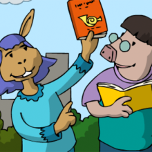 Die Kinder sind begeistert von den Büchern.