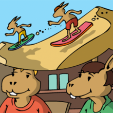 Zwei Hasen denken an ihren Urlaub zurück.