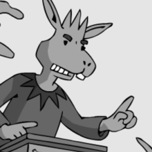 Der Diktator hält eine Rede.