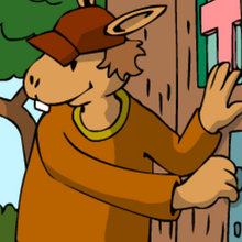 Ein Hase zeigt den Bimus seine Hütte, in der er wohnt.