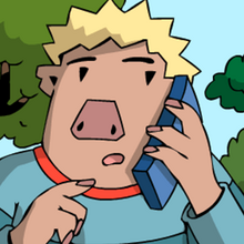 Einer der Bimus telefoniert.