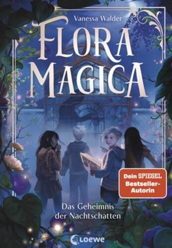 Vier Kinder vor einem verwunschenen Gewächshaus 