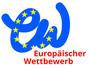 ew in blauer Schrift, davor die europäischen Sterne und darunter in roter Schrift "Europäischer Wettbewerb" 