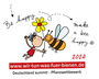Logo der Aktion Deutschland summt. Zeichnung eines Kindes mit Blume in der Hand, das einer Biene einen Kuss gibt.